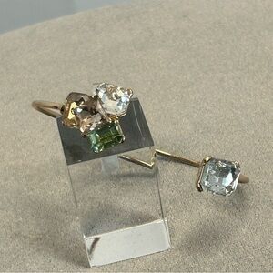 Aldo goldtone light pastel green pink clear Crystal rhinestone bangle bracelet